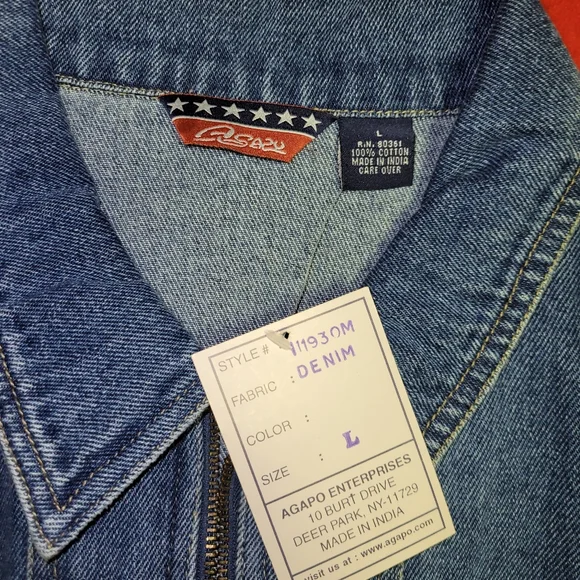 Nwt agapo floral embroidery Jean jacket sz large - Picture 2 of 4